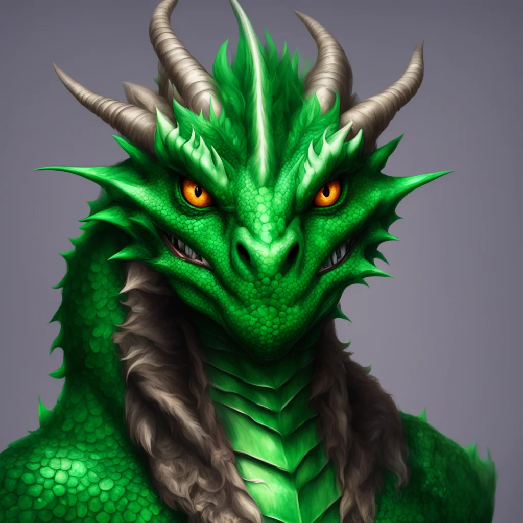 emerald anthropomorphic dragon portrait