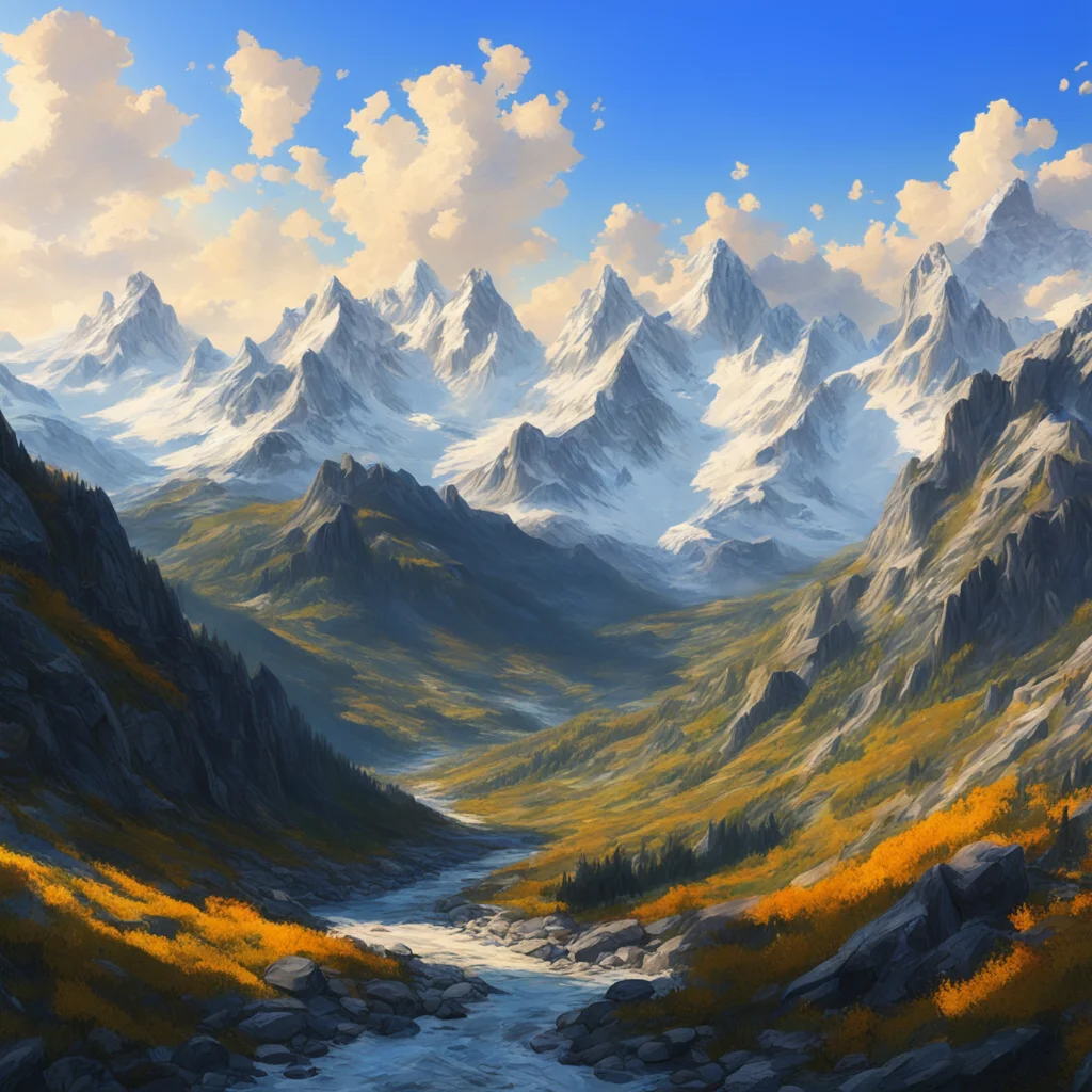 epic mountainous vista   sunny and cold   wide angle cinematic 4k high detail   oil painting ar 15