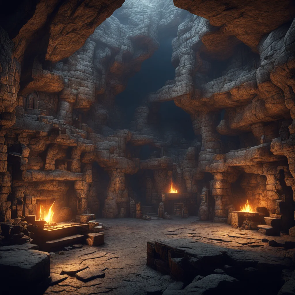epic wide underground dwarven cavern blacksmith shop norse atmospheric lit windows 8k realism ar 32