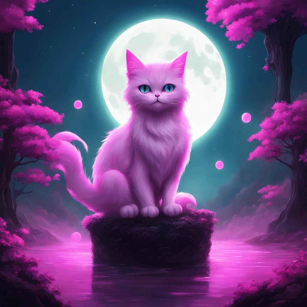 ethereal moon cat pokemon ghostly pink magical atmosphere by Renato muccillo and Andreas Rocha aspect 12