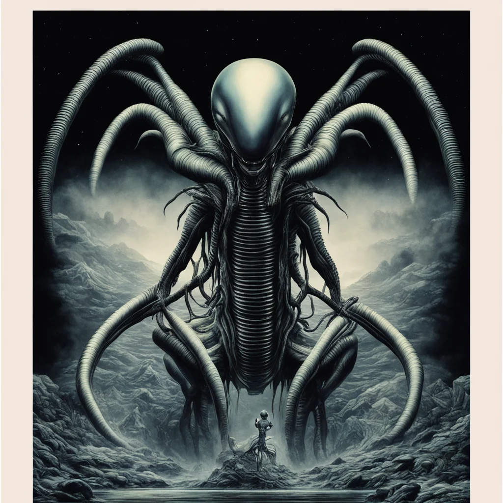 extraterrestial xenomorph nihonga style 1800 japanese poster ar 10801920