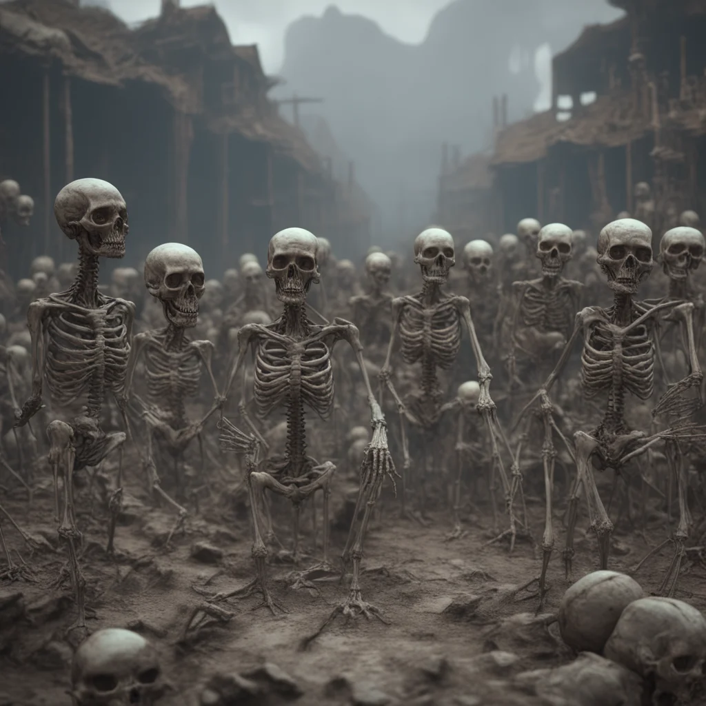 famine skeletal crowd anaglyphic apocalypse cinematic shot weta workshop cinema 4D render 4k post processing highly deta