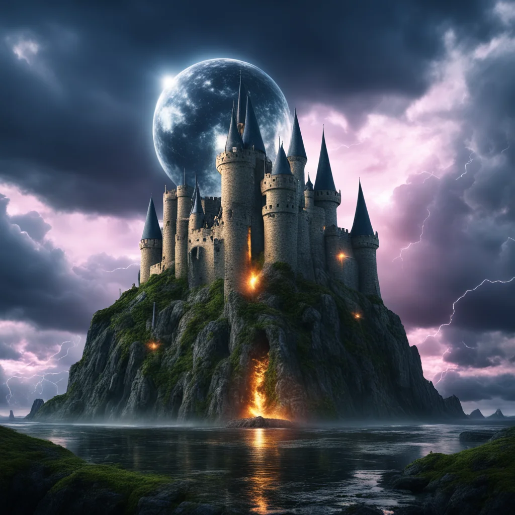 fantasy environment disco ball castle cinematic composition dramatic stormy sky meteors