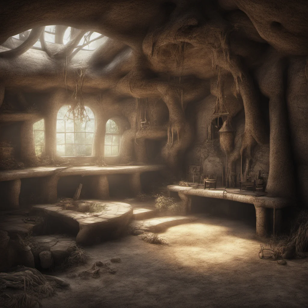 fantasy medieval hut underground with roots in the ceiling underworld 8k ar 2110