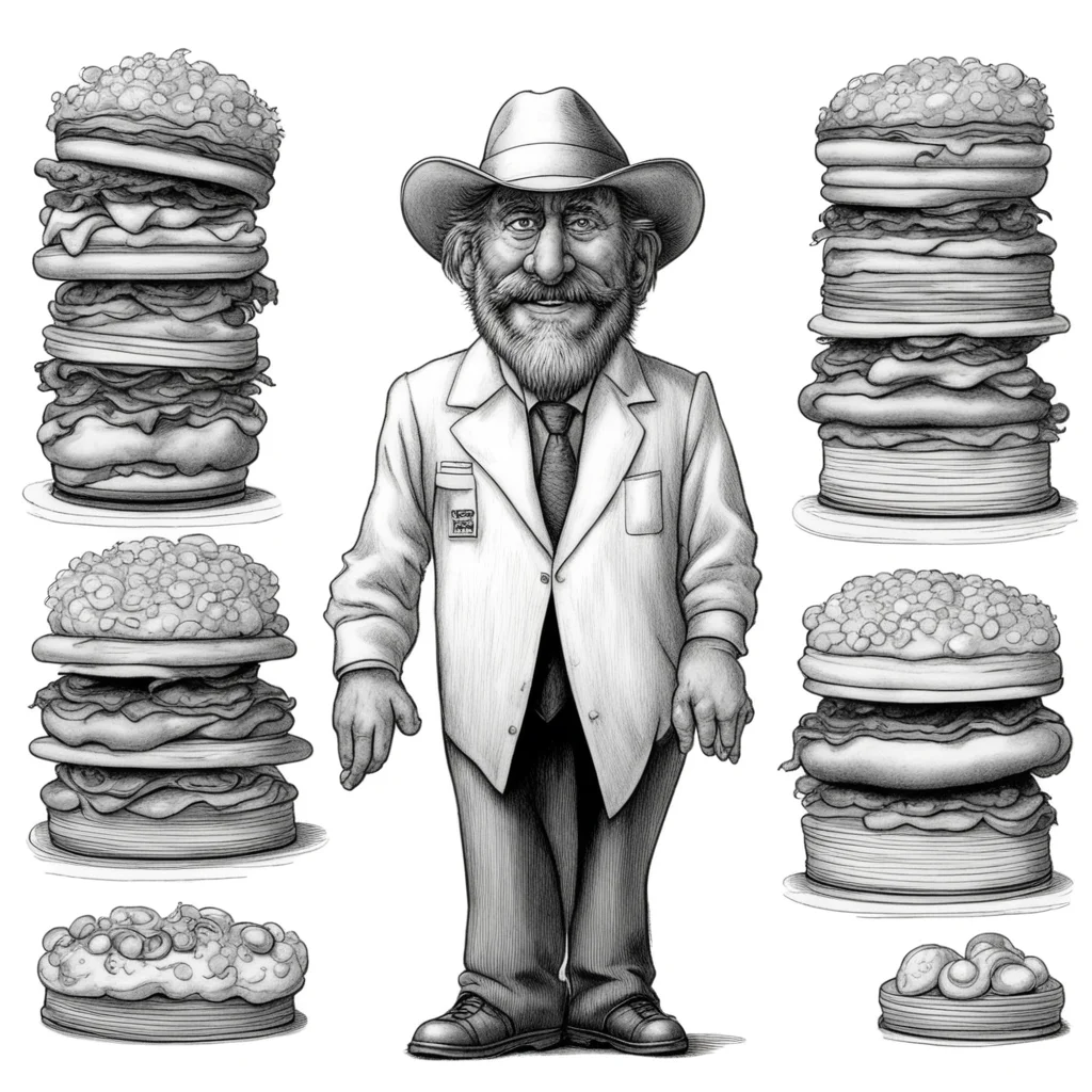 fast food restaurant manager concept character design R Crumb aspect 921