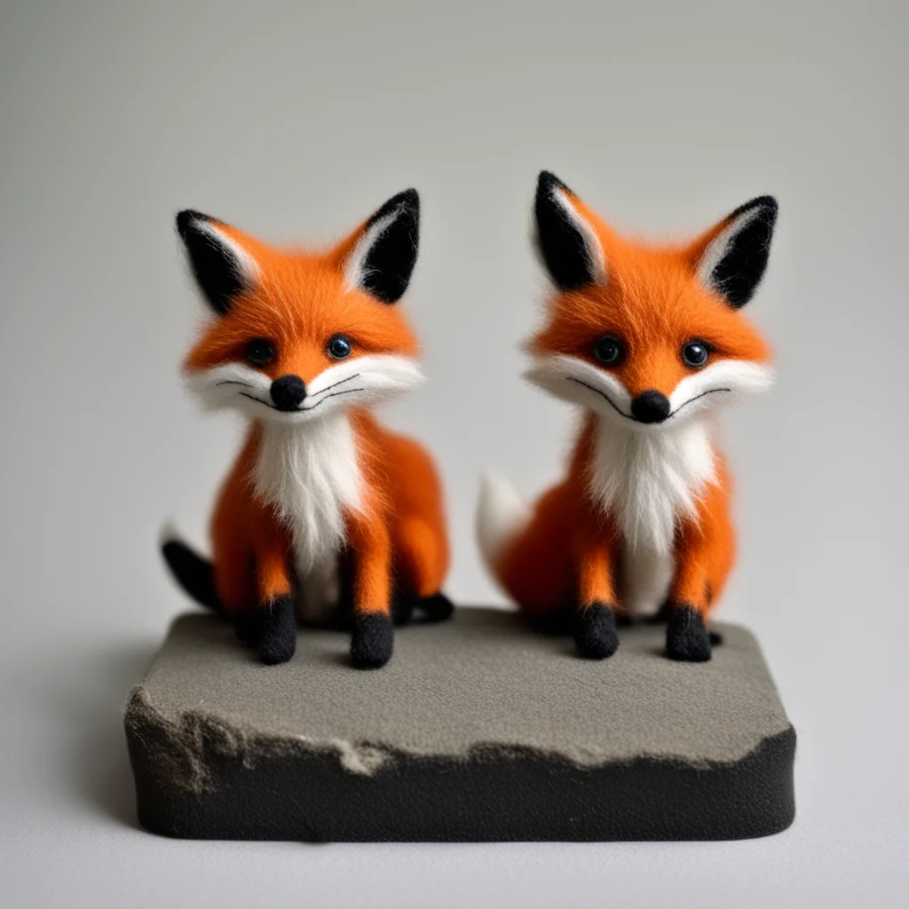 felt fox with two heads diorama mutant hyper realism old polaroid