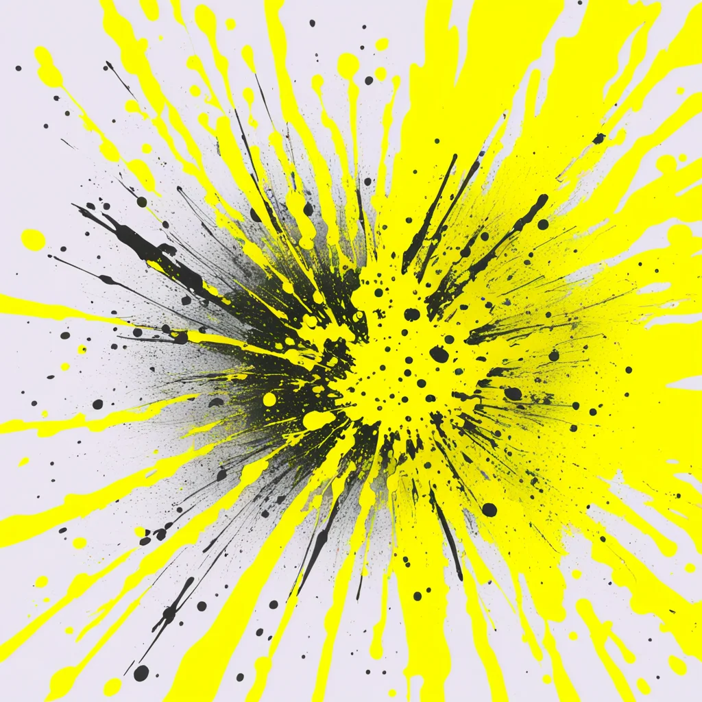 flat 2D energetic bright yellow paint splatter w 512