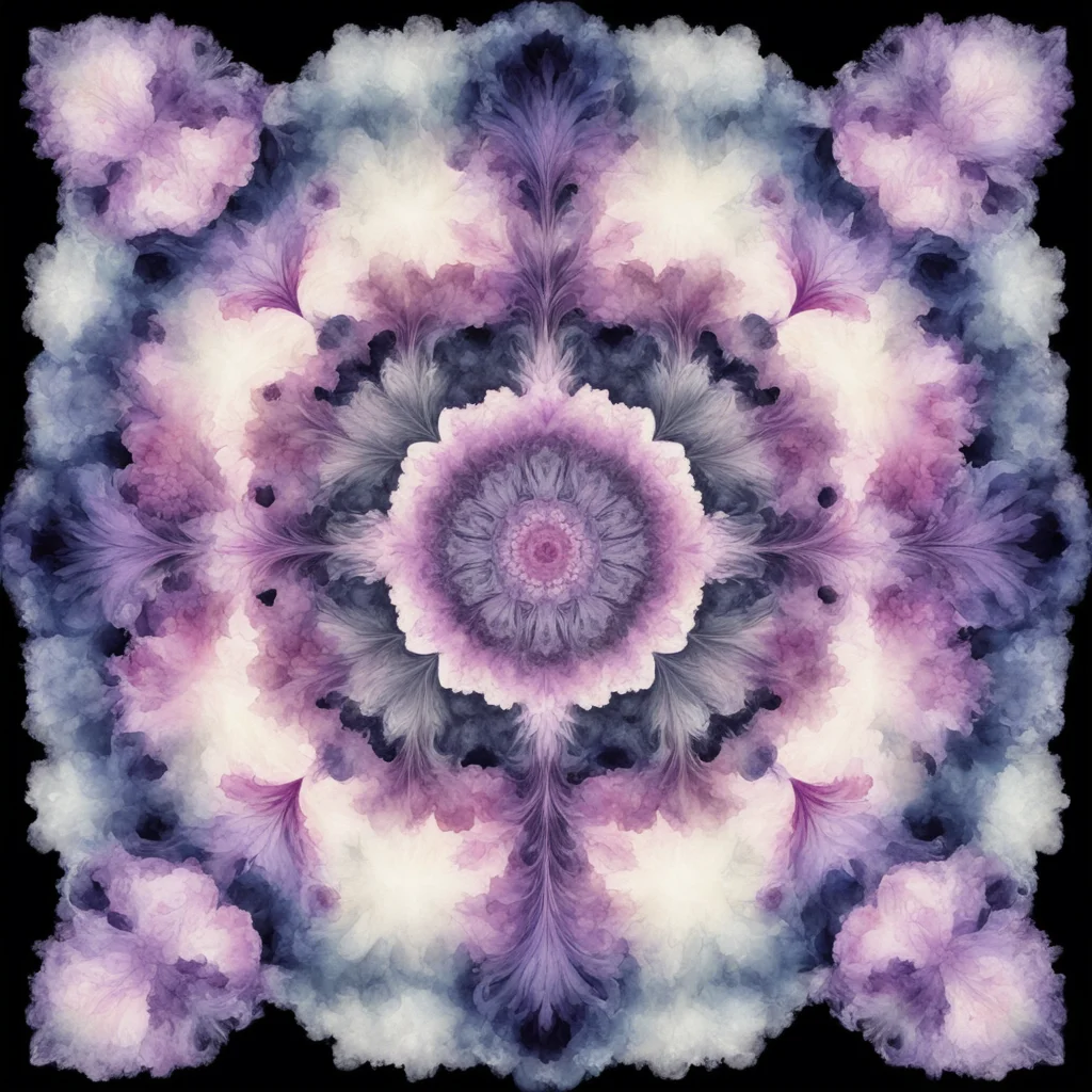 floral mandala pattern in form of Rorschach inkblots symmetrical watercolor painterly centered  extreme detail  uplight
