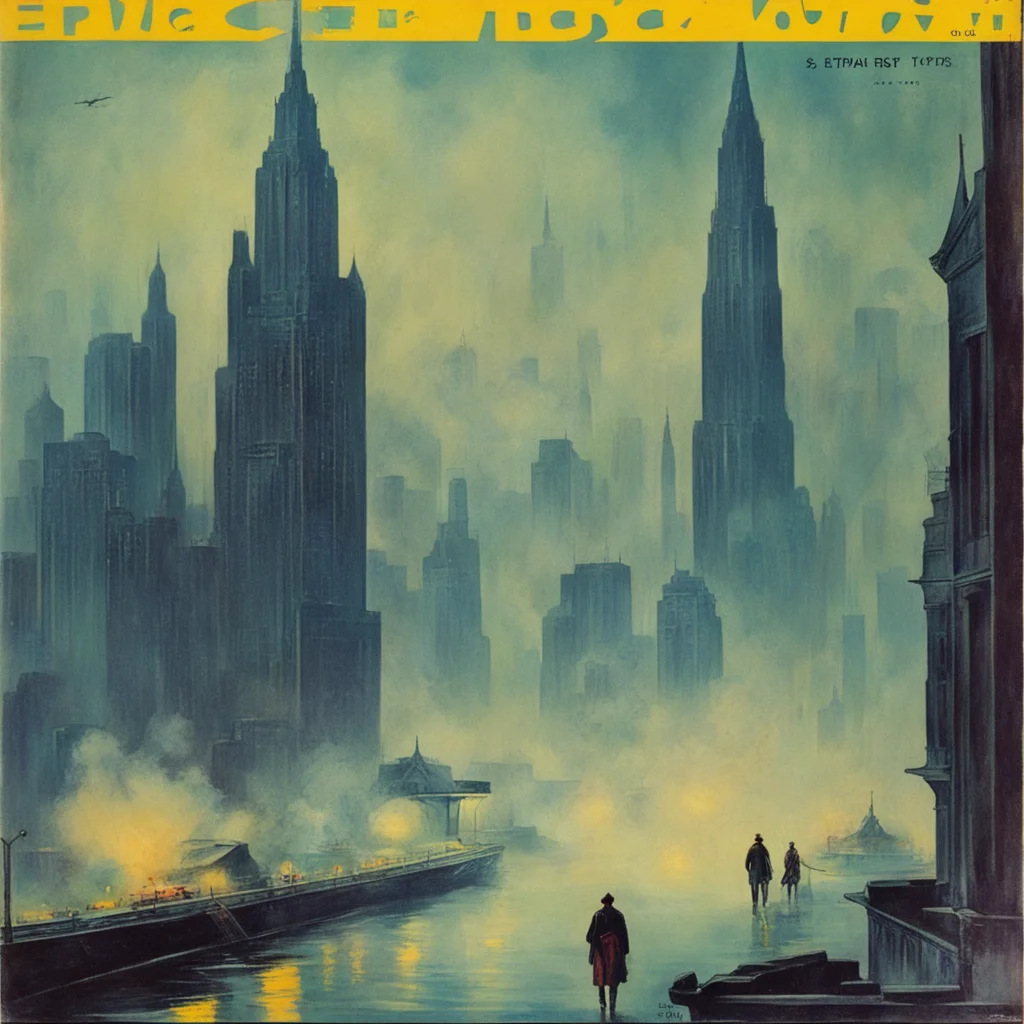 foggy city epic pulp art fantasy magazine circa 1968 ar 1117