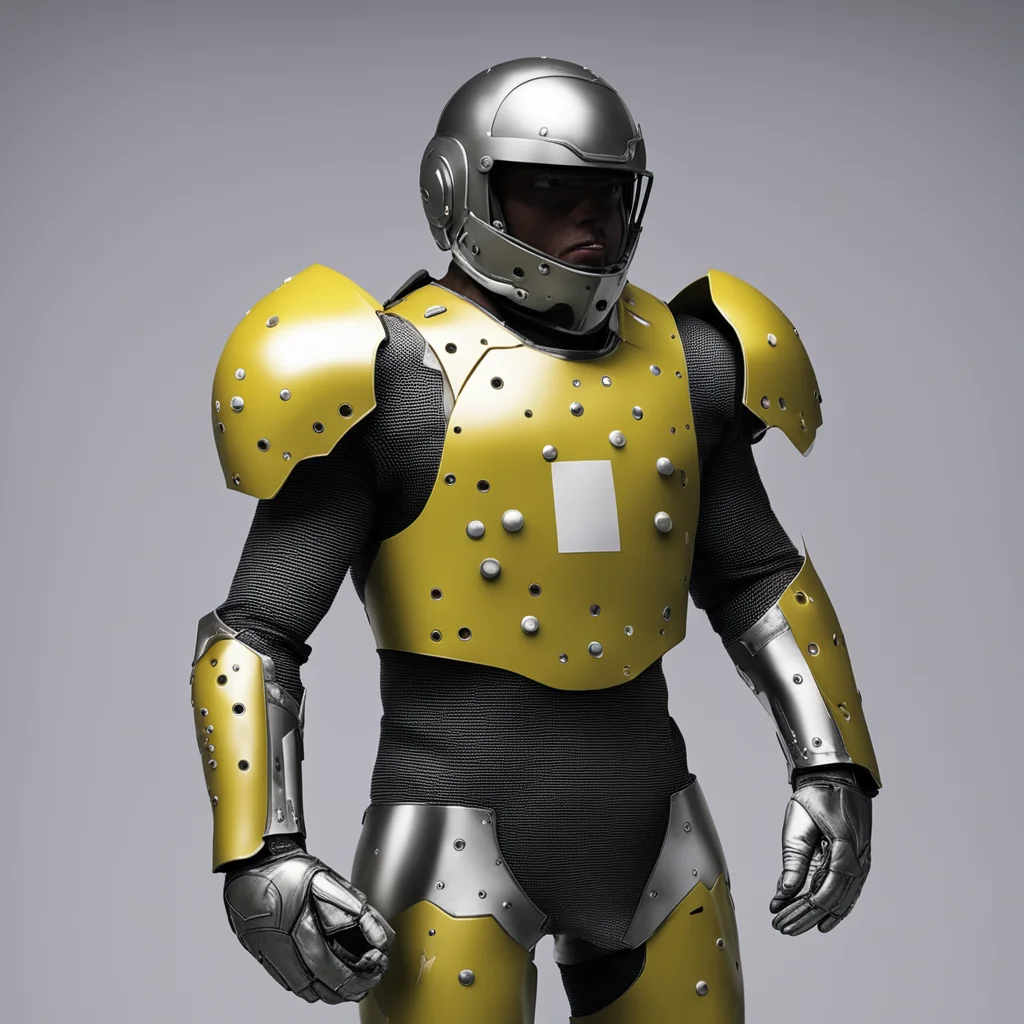 football player with Swiss cheese armor