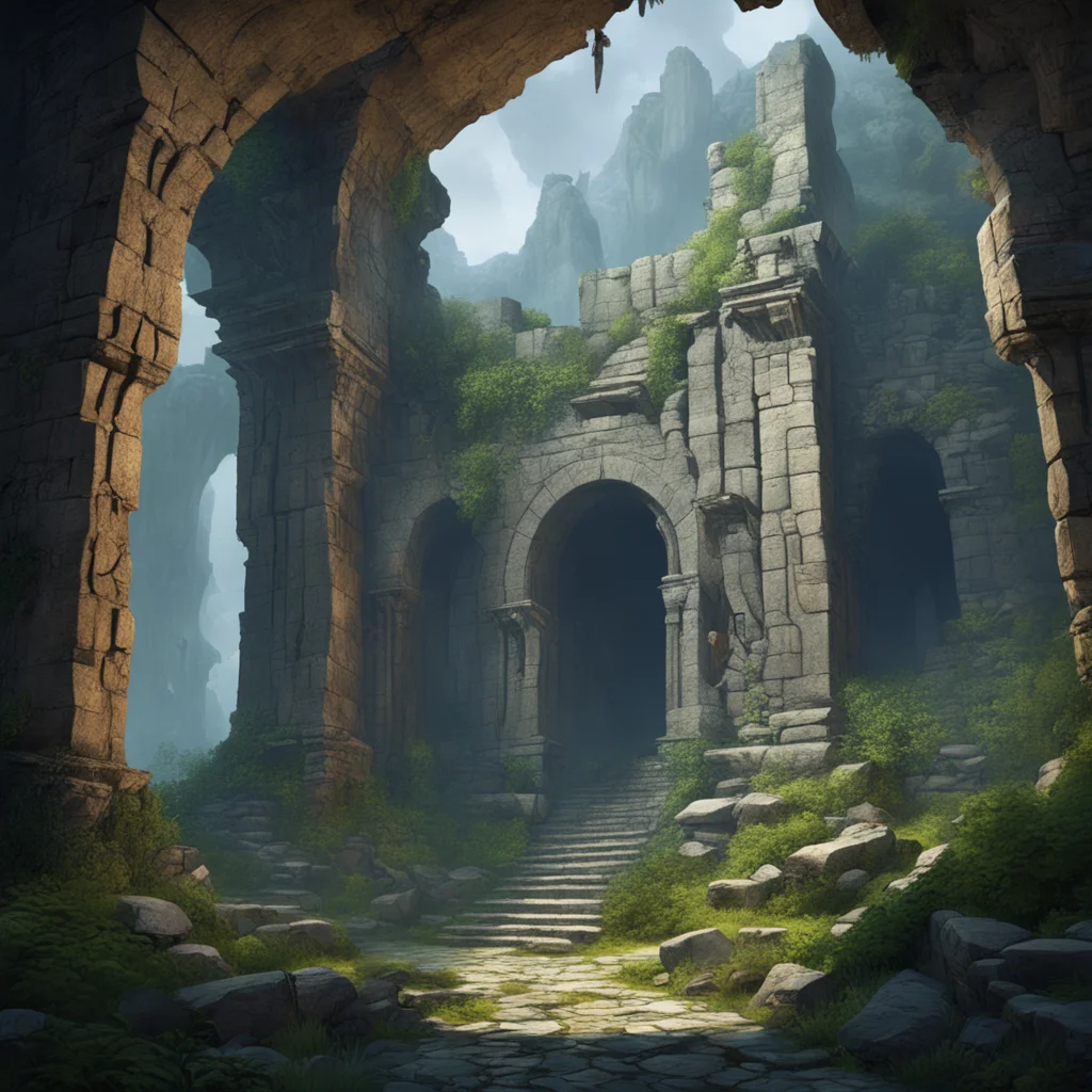 foreboding dungeon ruins tempt the roguish adventurer with visions of glimmering wealth fantasy ar 32