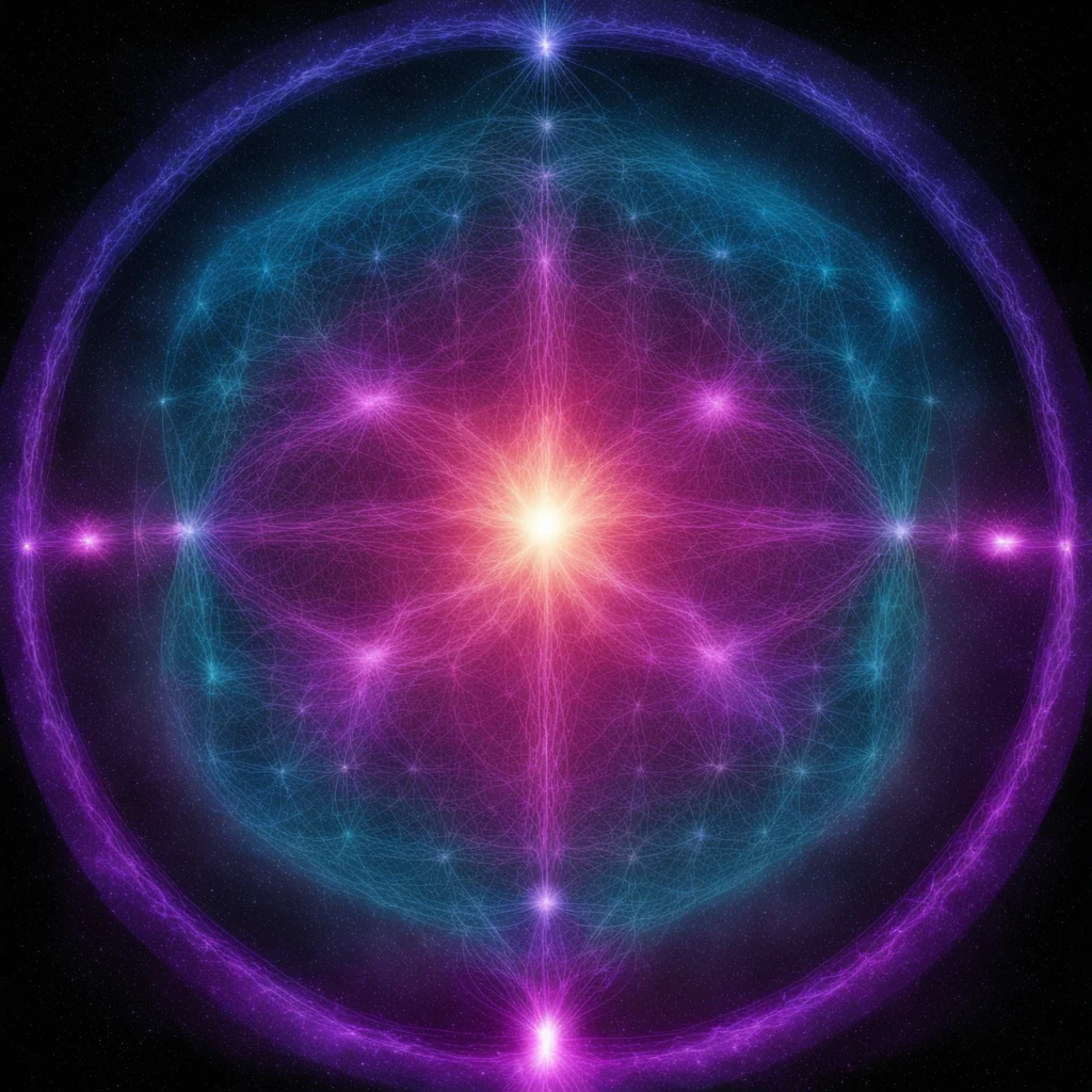 foreground anatomy diagram of nervous system background sacred geometry made of ethereal light with cosmos nebula partic