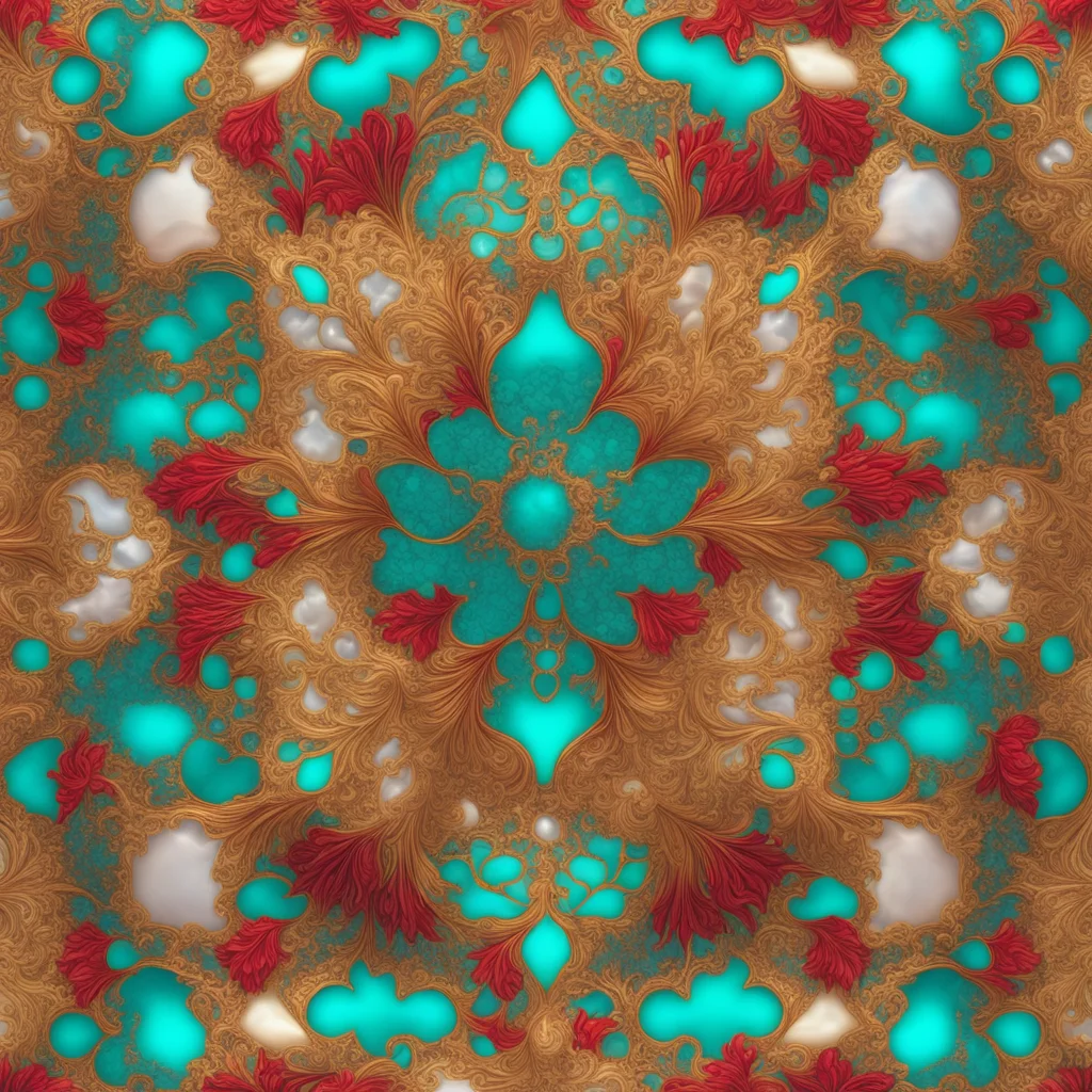 fractal pattern gold mother of pearl teal red insanely detailed and intricate hypermaximalist elegant ornate luxury elit