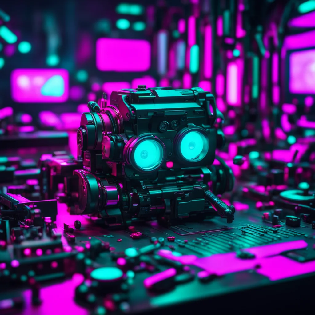 futuristic cyberpunk pilot googles on workbench interior repair shop tools lay on table ultra detailed cinematic moody l