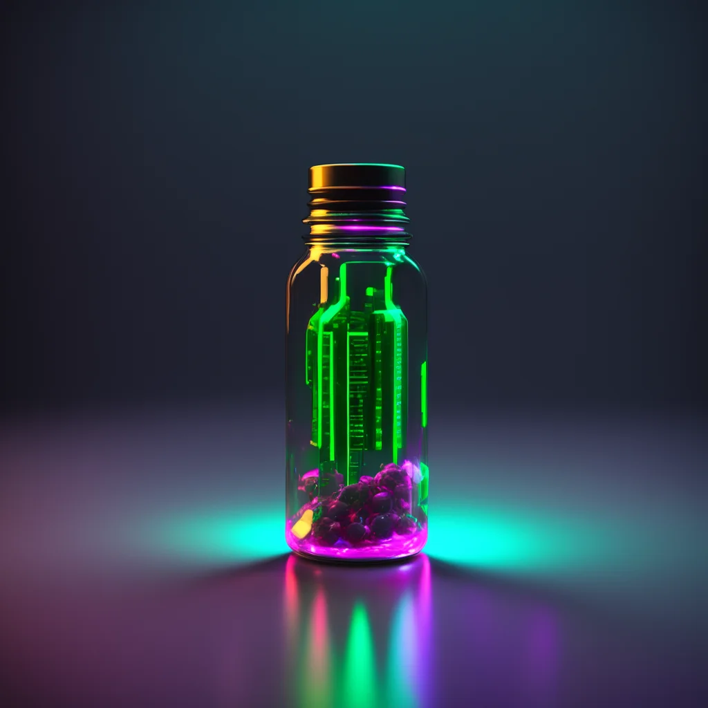 futuristic drug in metallic vial with glowing LED light science fiction prop kitbash octane render