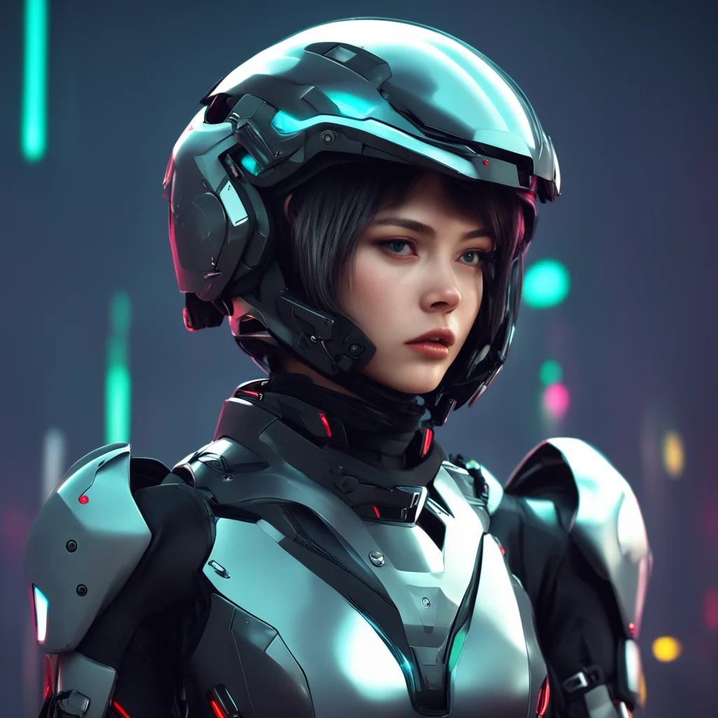 futuristic girl wearing helmet motorcycle rider cyberpunk character