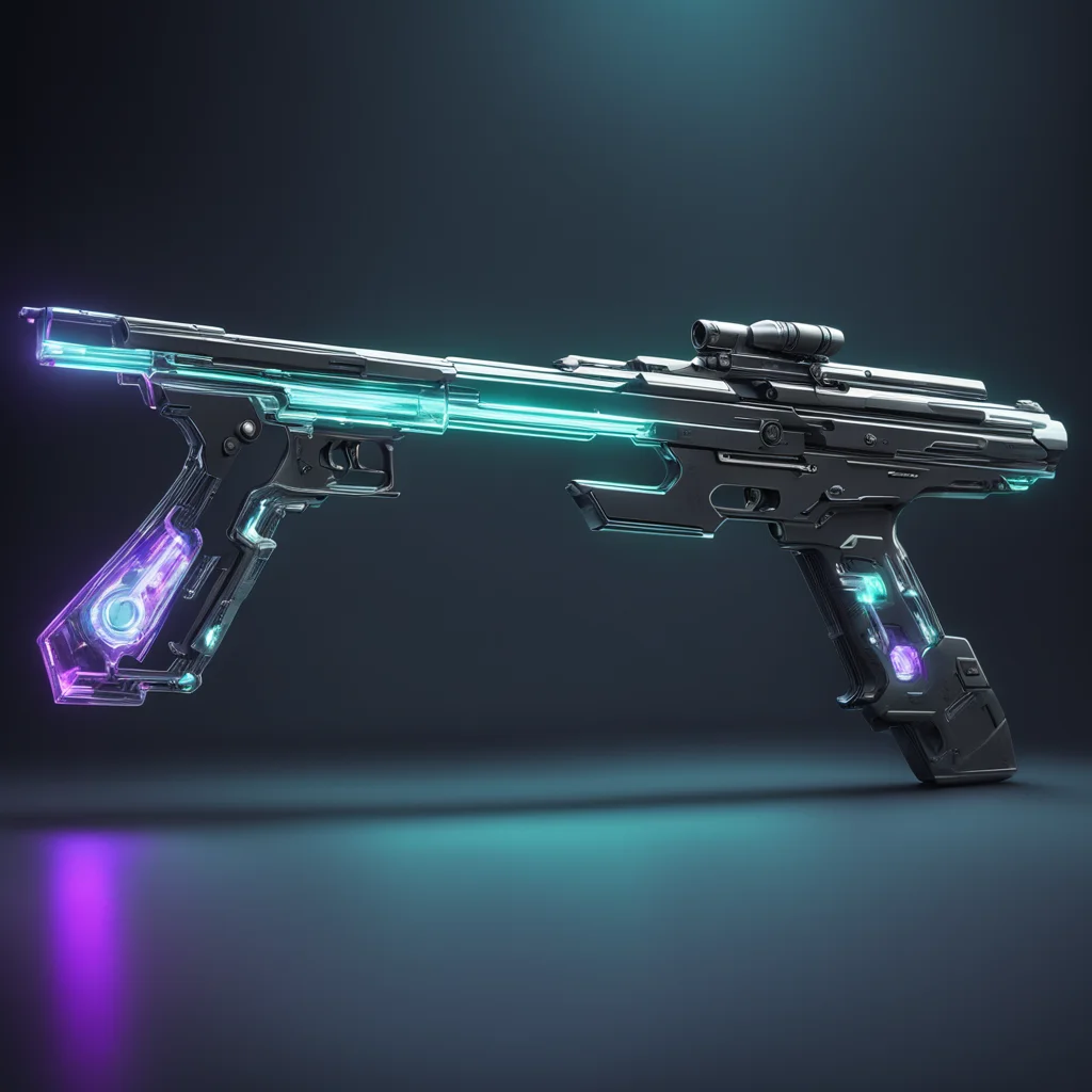 futuristic rifle gun weapon glowin crystal crystals sleek ancient lighting setup photography ar 169