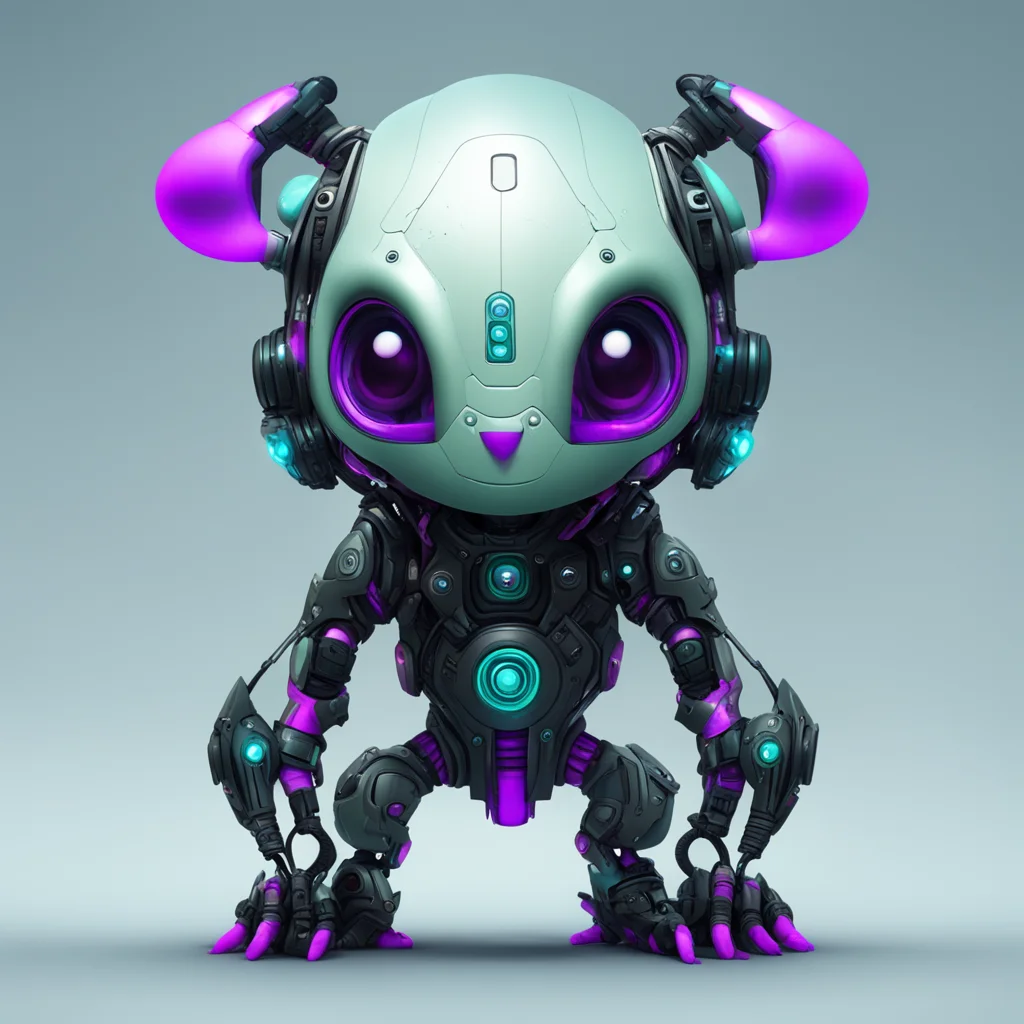 futuristic shapeshifter creature cute monster character cyberpunk symmetrical