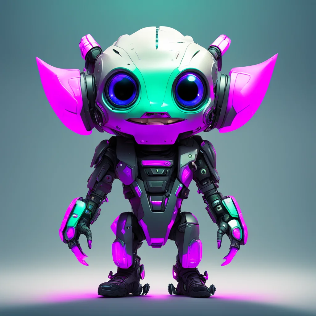 futuristic shapeshifter creature cute monster character cyberpunk