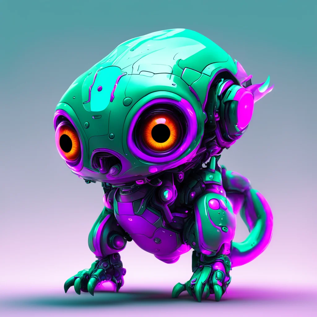 futuristic shapeshifter creature liquid cute monster cyberpunk  character