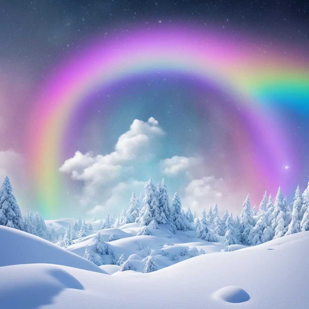 futuristic snowy rainbow delight