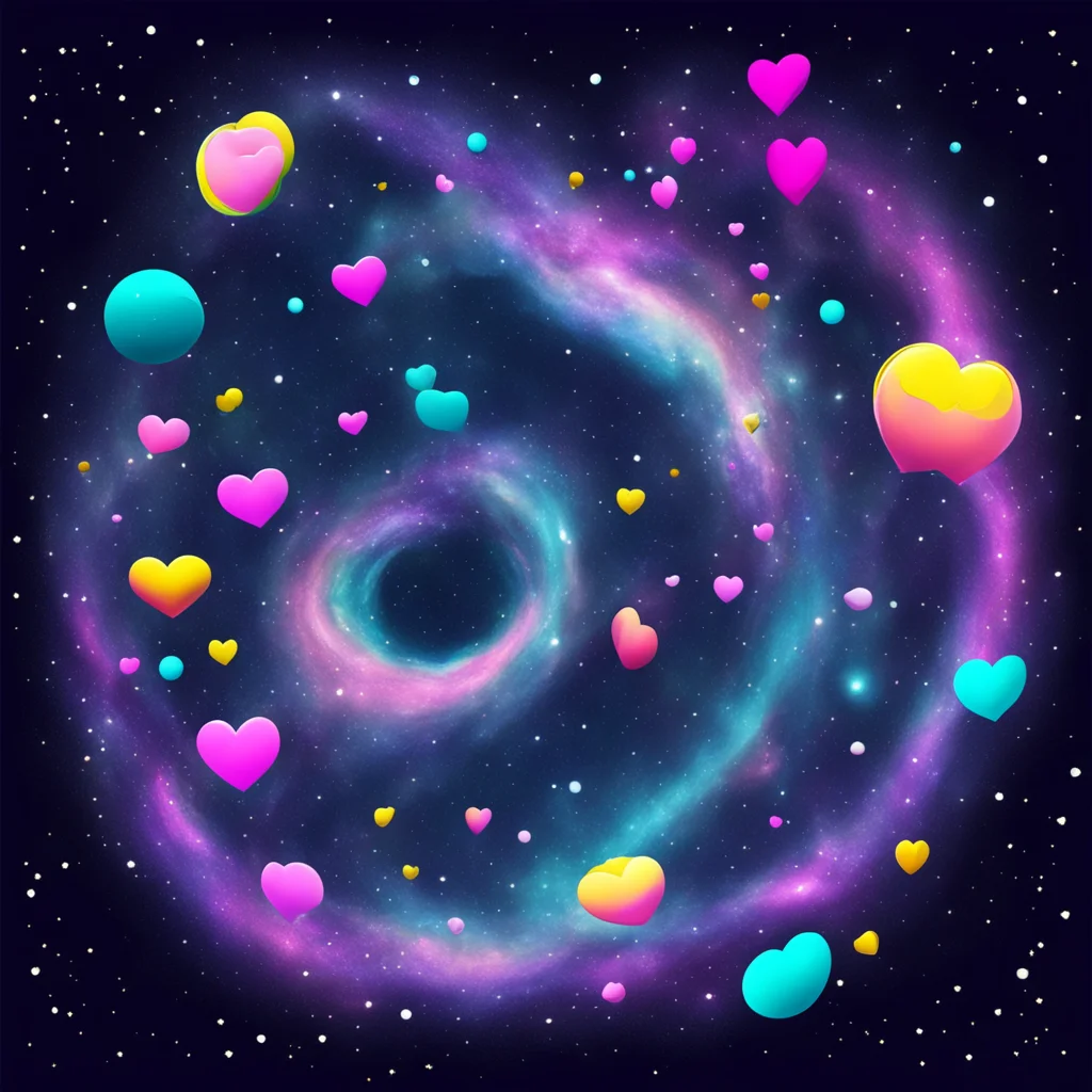 galaxies panorama stars orbit happy cartoon gravity hearts