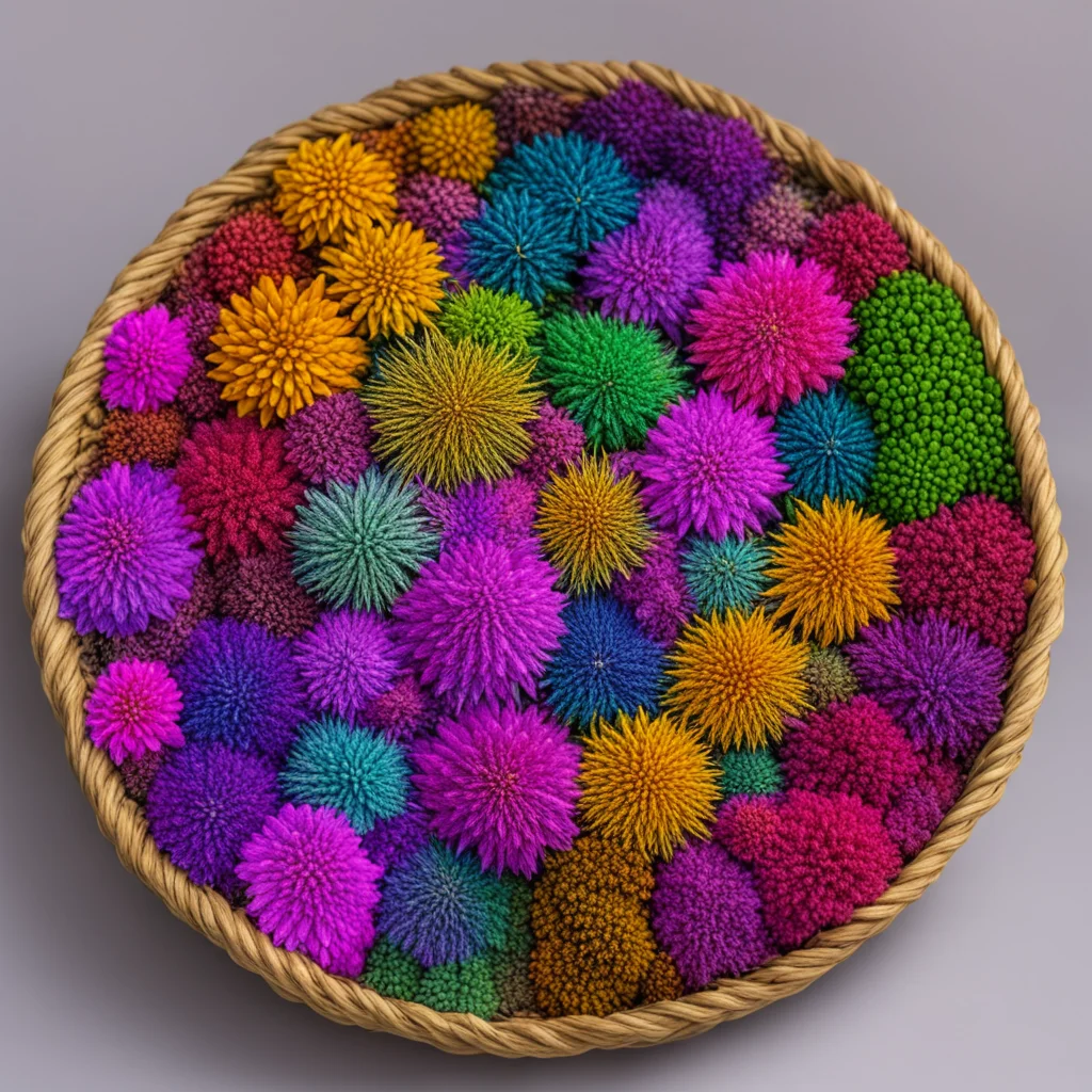 galaxy basket full of thousands of unique multi colored textured seeds with sacred geometry ar 43