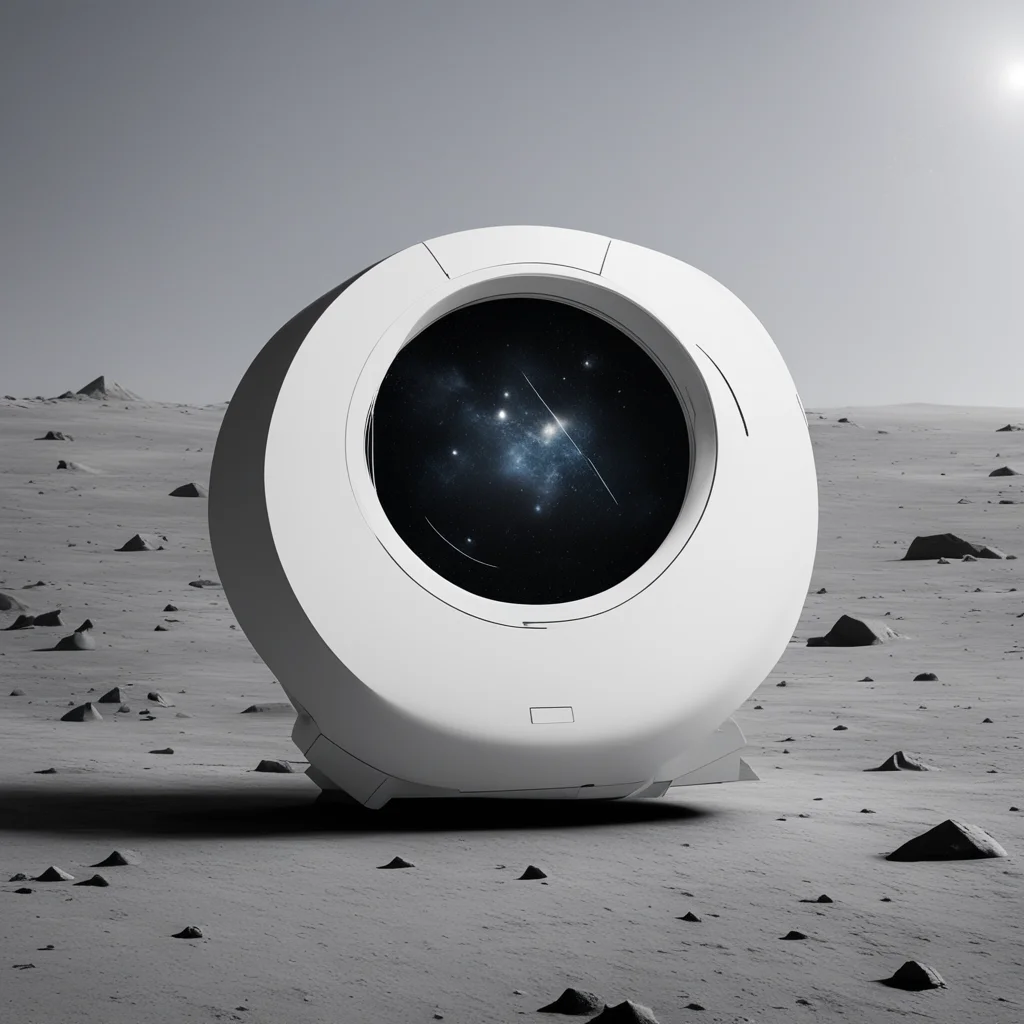 gaming console on the moon designed by NASA heiroglyphic minimalist contemporary nebular design industrial design