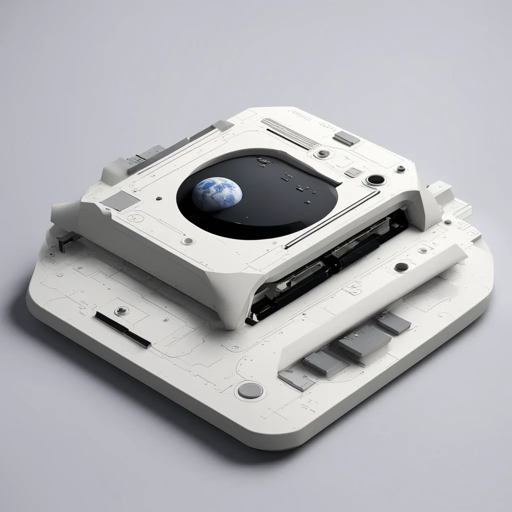 gaming console on the moon designed by NASA zen minimalist contemporary design industrial design isometric rectangular d