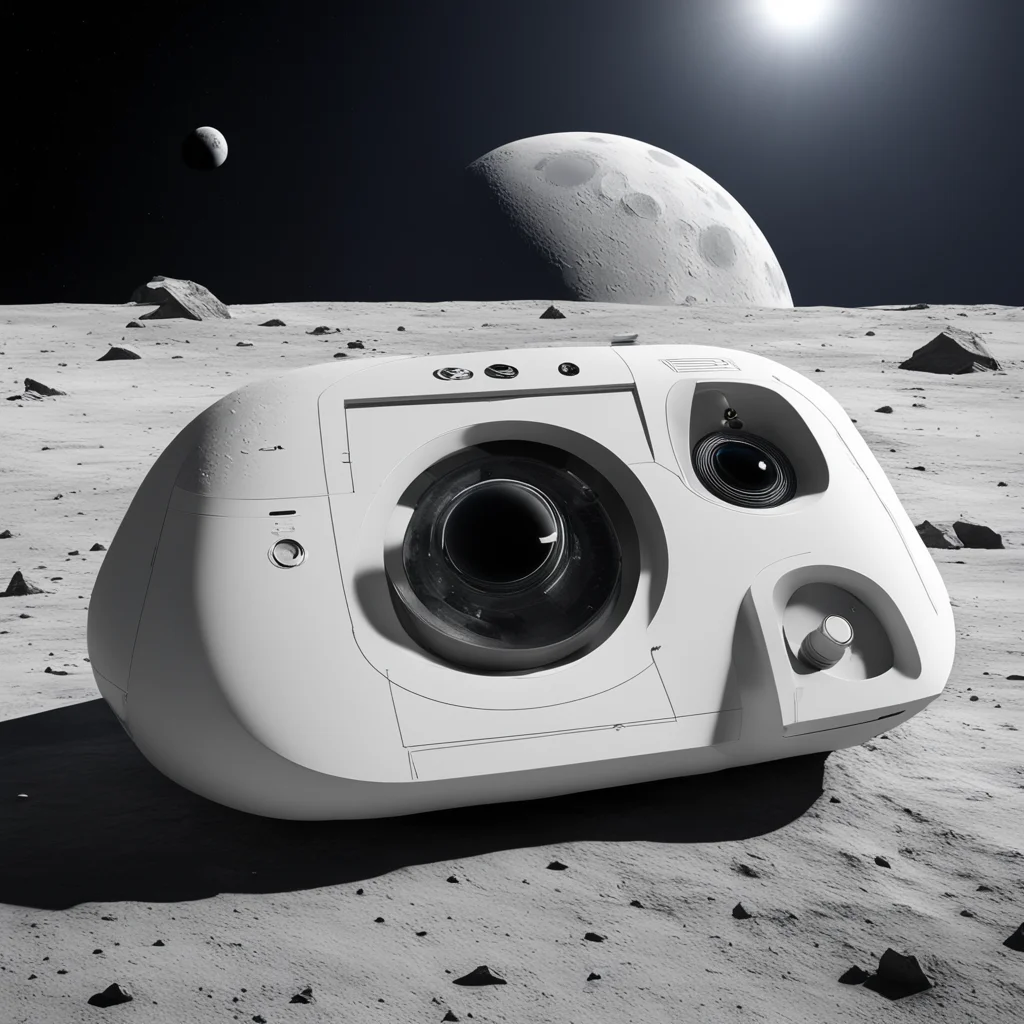 gaming console on the moon designed by NASA zen minimalist contemporary design industrial design