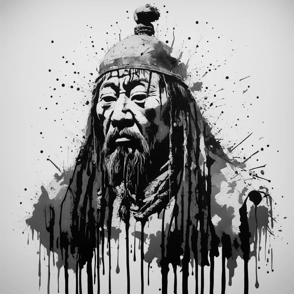 genghis khan by banksy spray drippy ar 54