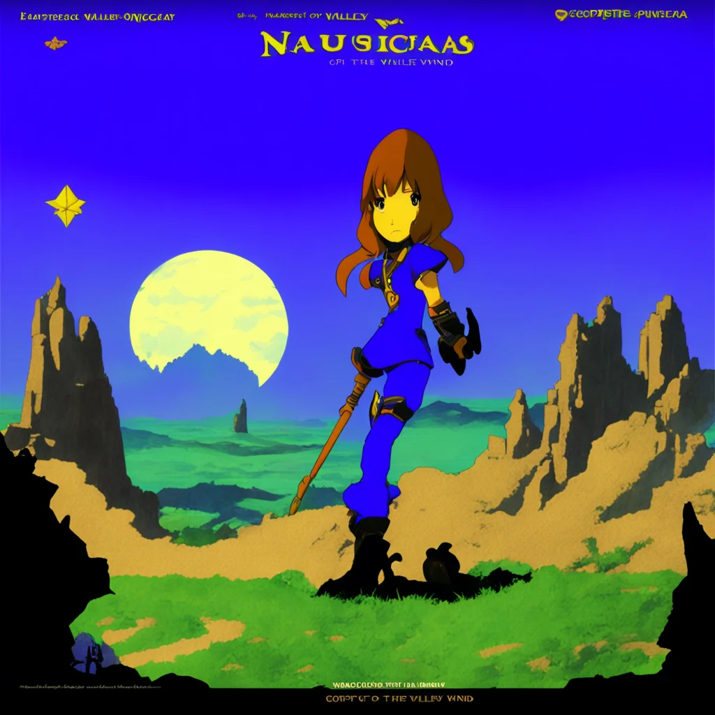 geocities website forNausicaä of the Valley of the Wind featuring silhouette of kingdom hearts goofy
