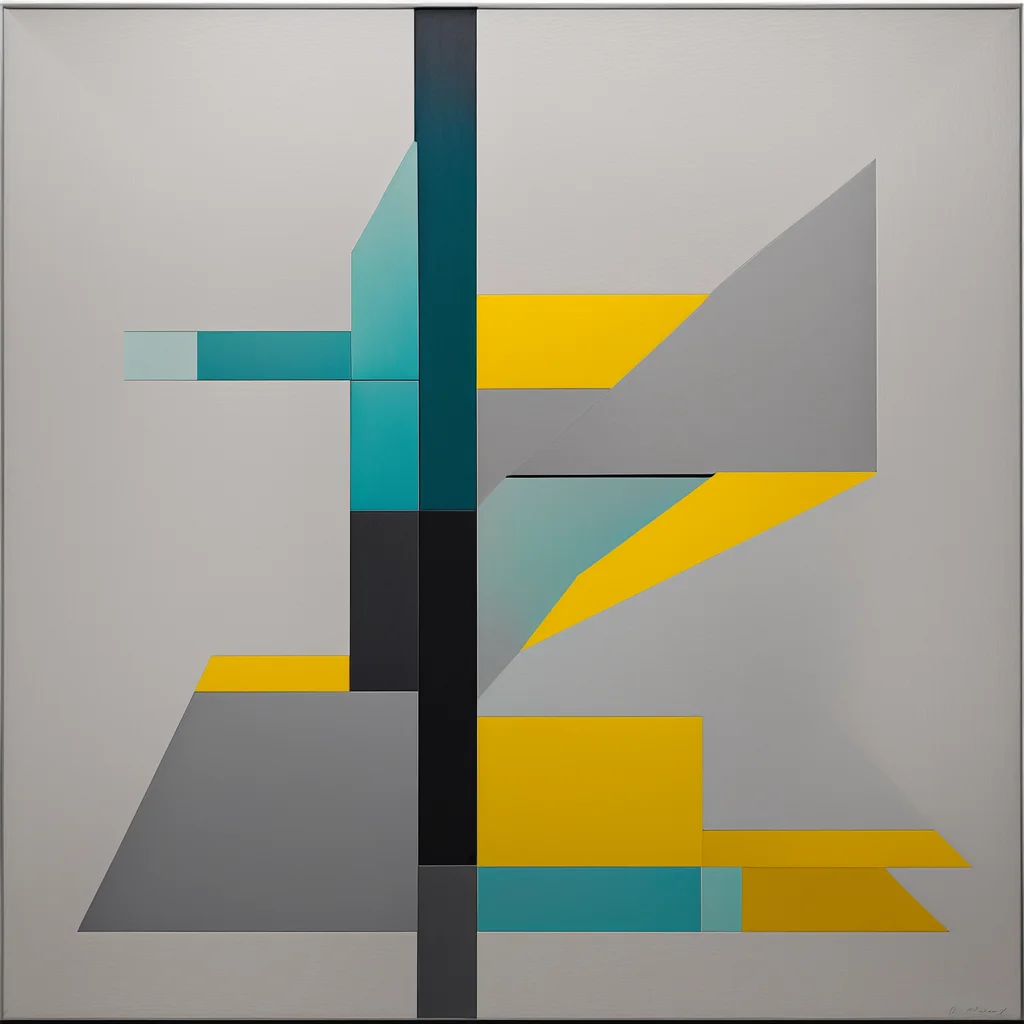 geometrical art  paint  oil on canvas  simplicity  dimmed colors  brutalist style