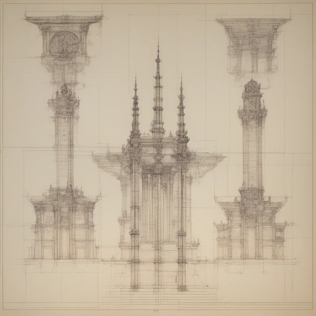 german monument blueprint sketch symmetrical by tsutomu nihei —h 350