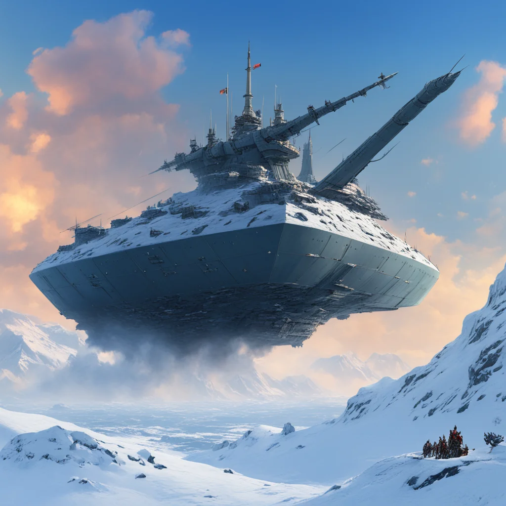 gigantic battle carrier on top of the snowy mountain Ivan Aivazovsky artstation w 2400 h 1000