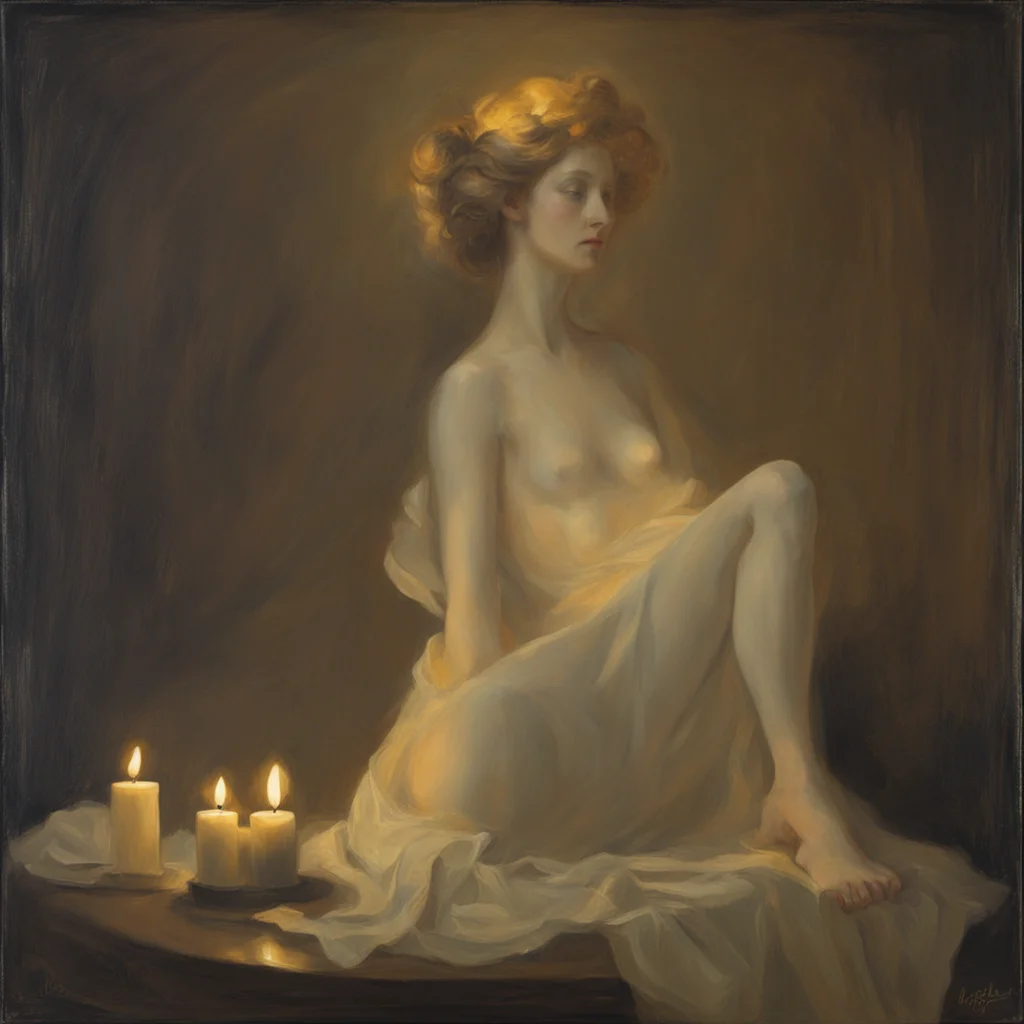 goddess in candlelight  in the style of charles bargue ll