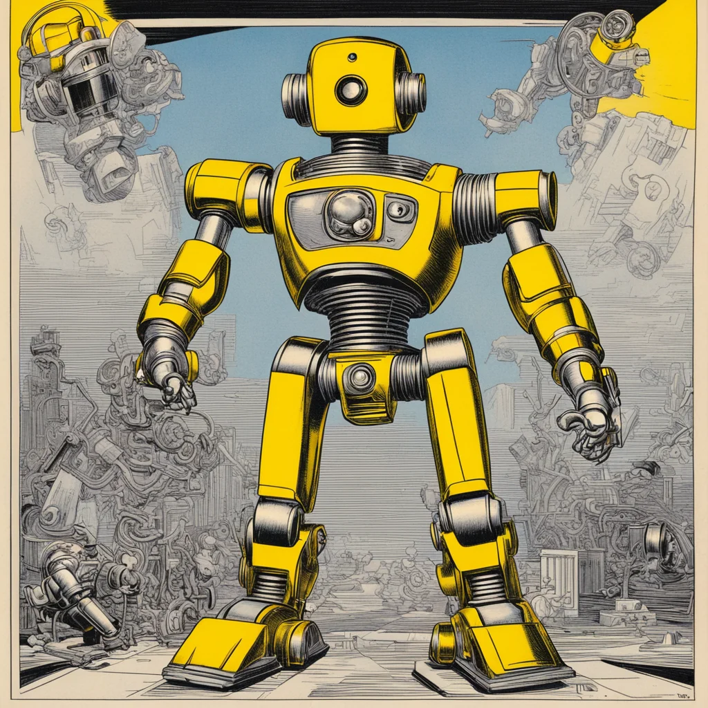 golden robot machinery jack kirby silver age comic art circa 1965 ar 1117