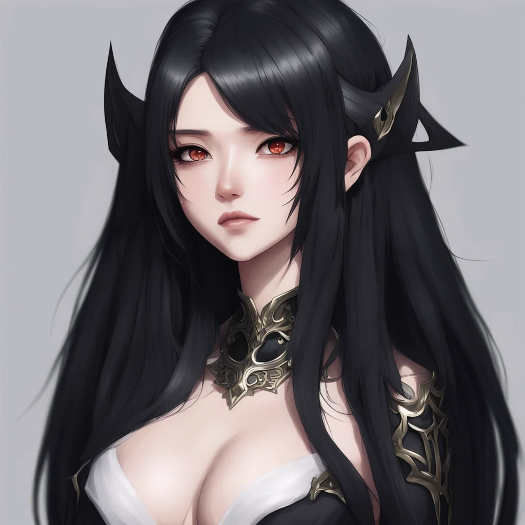 gorgeous very serious anime woman by Avetetsuya Studios stern expressionsimple cellshade long blackhair black eyes conce