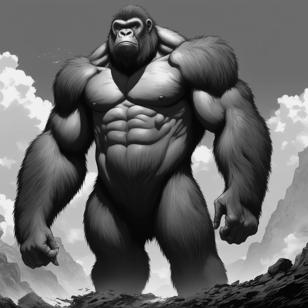 gorilla giant epic scale manga style sui ishida dark black and white artstation 8k lineart distant and wide ar 169