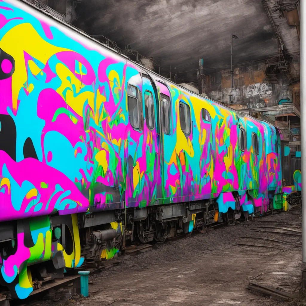 graffiti wildstyle using conlang writing system in caribbean colours on roccoco gothic style train hyperrealism photorea