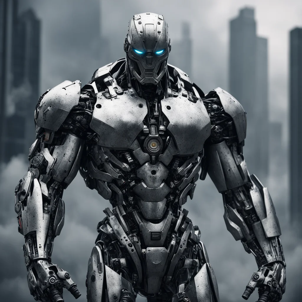 gritty body building cyborg with armor plating gloomy atmosphere octane extreme muscles —ar 45