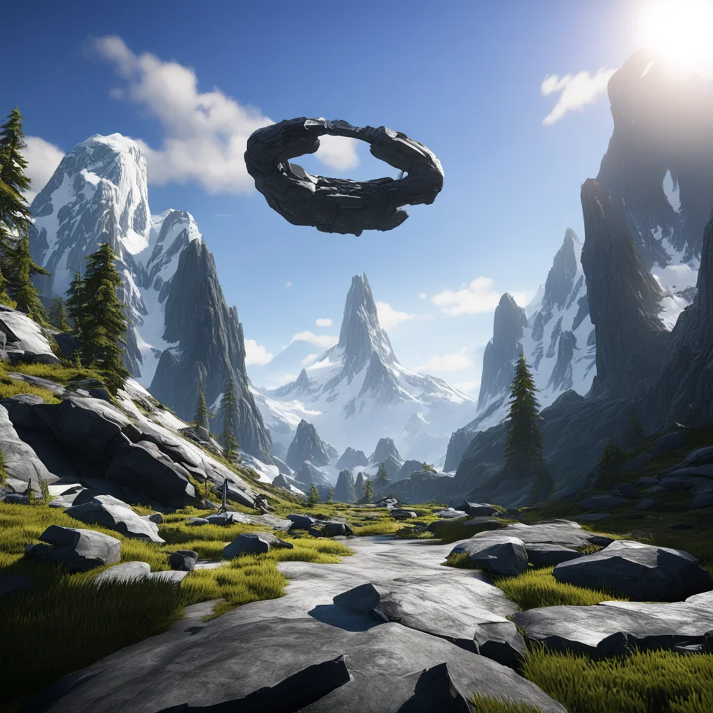 halo infinite video game environment viewed from first person FPS perspective alpine environment environment art trendin