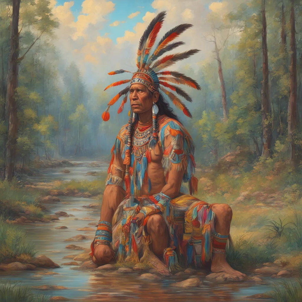 hand painted oil painting 4k post processing highly detailed The Sioux tribe originally lived as Woodland Indians along 