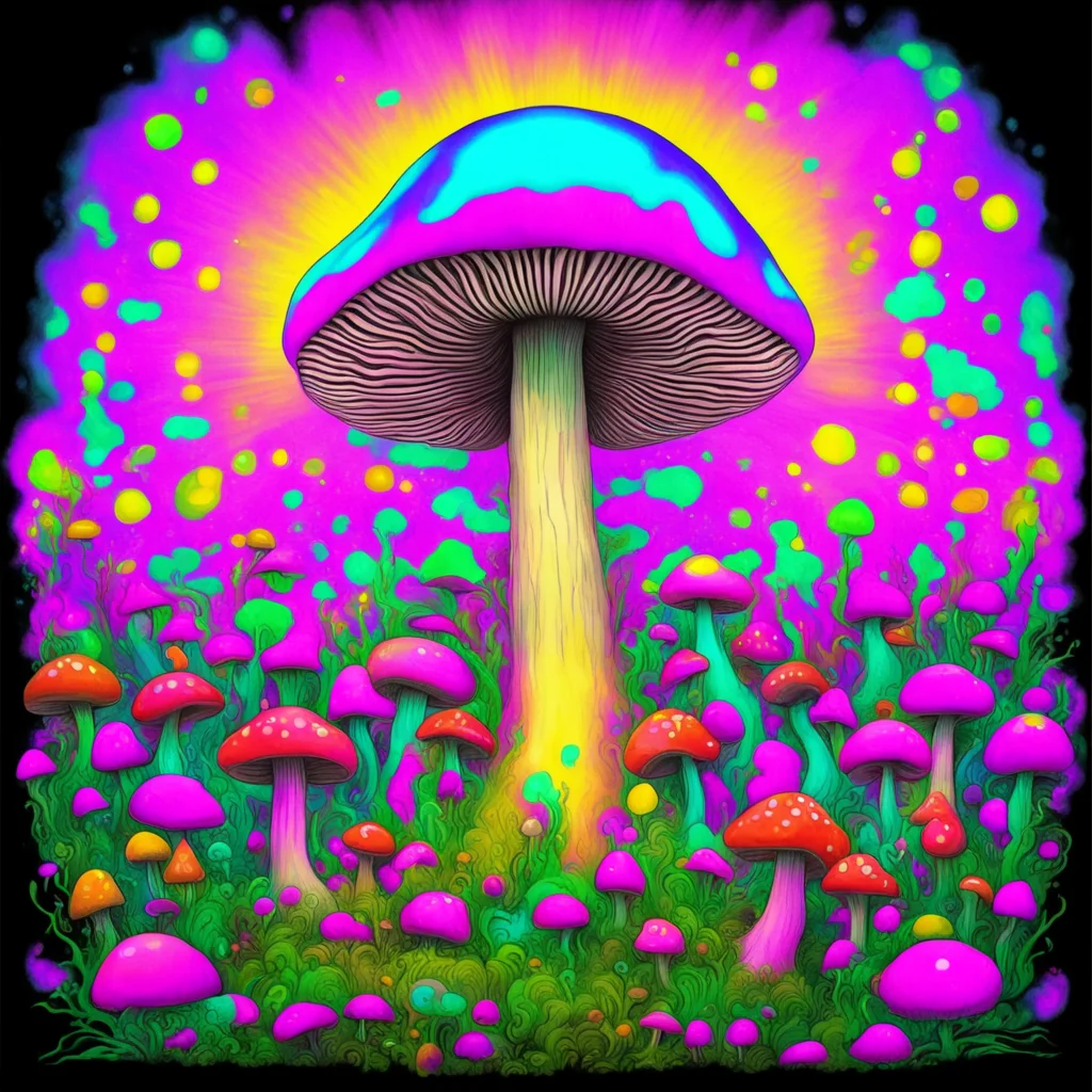 happiness mushroom psychedelic art