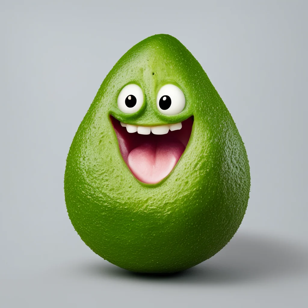 happy avocado sliced open with a smiling face