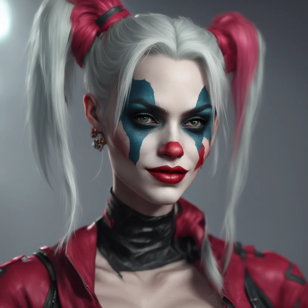 harley quinn portrait dangerous and beautiful character concept art face by WLOP face symmetry style of Krenz Cushart As