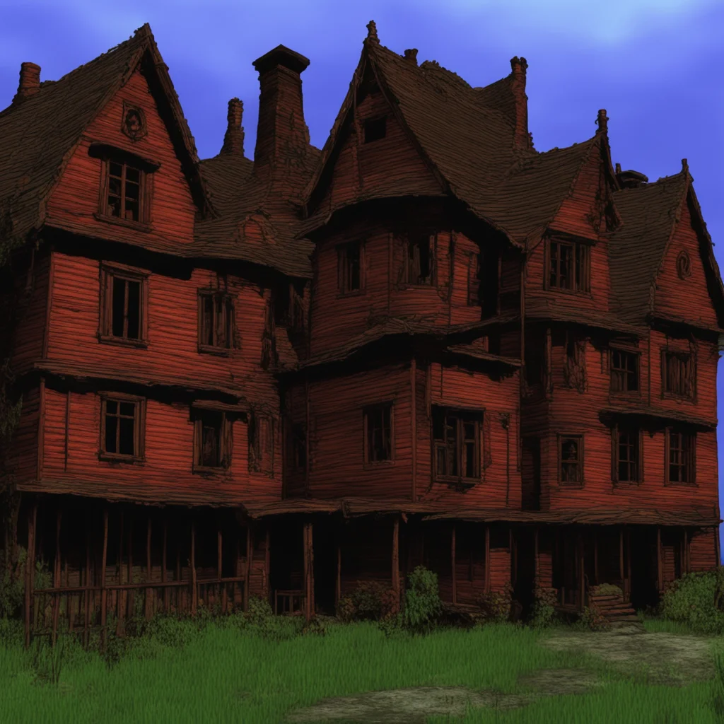 haunted ps1 graphics low res crt vagrant story screenshot red wooden houses windows ghosts dread fear ar 169