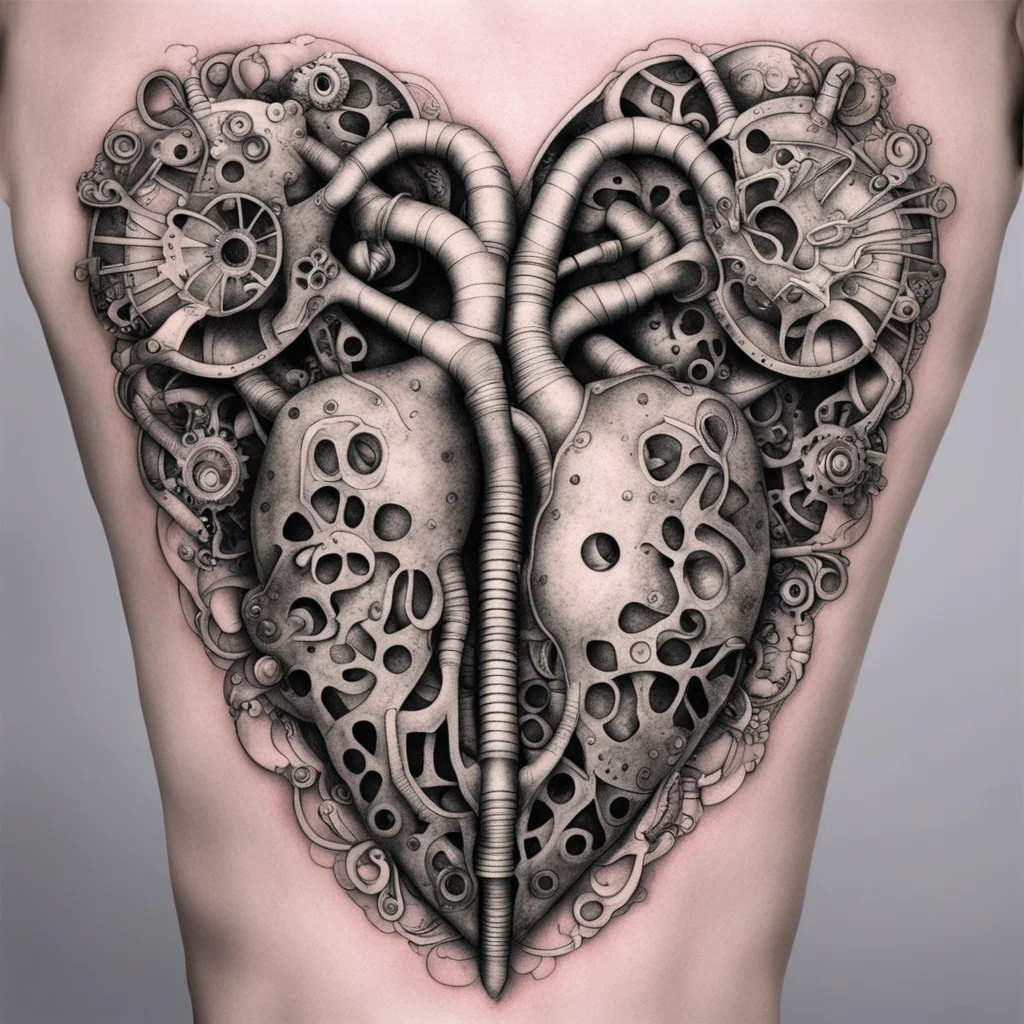 heart and lungs tattoo steampunk