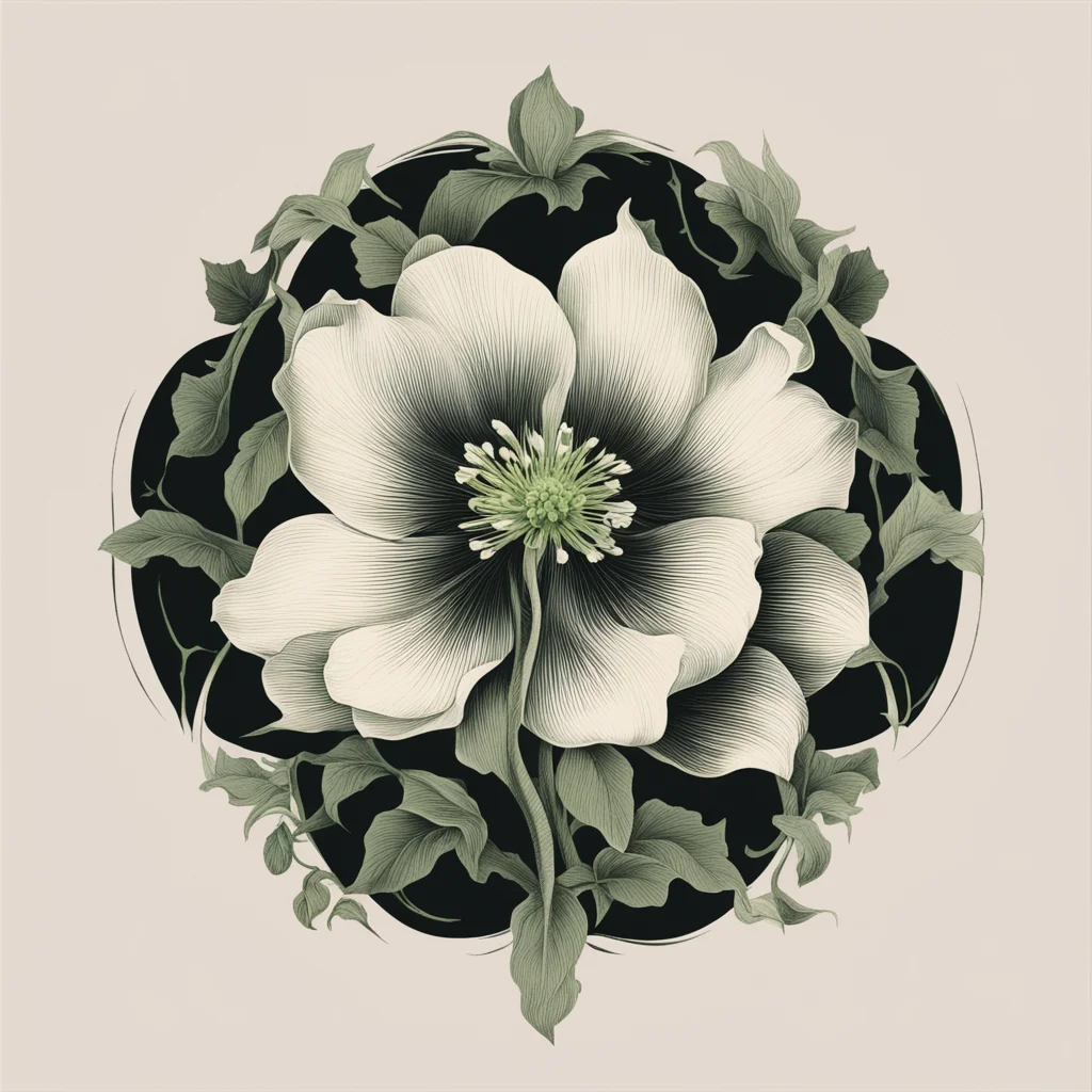 hellebore flower logo5 John Dee graphic design silkscreen print3 image transfer 1950s design 1500s esoterica2 uplight