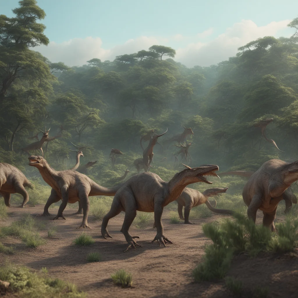 herd of dinosaurs with antlers and tusks   exterior shot ultrawide shot establishing shot cinematic film   4k hyperreali